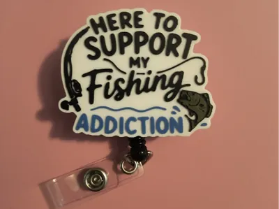Fishing Addict Badge Reel Topper/Magnet