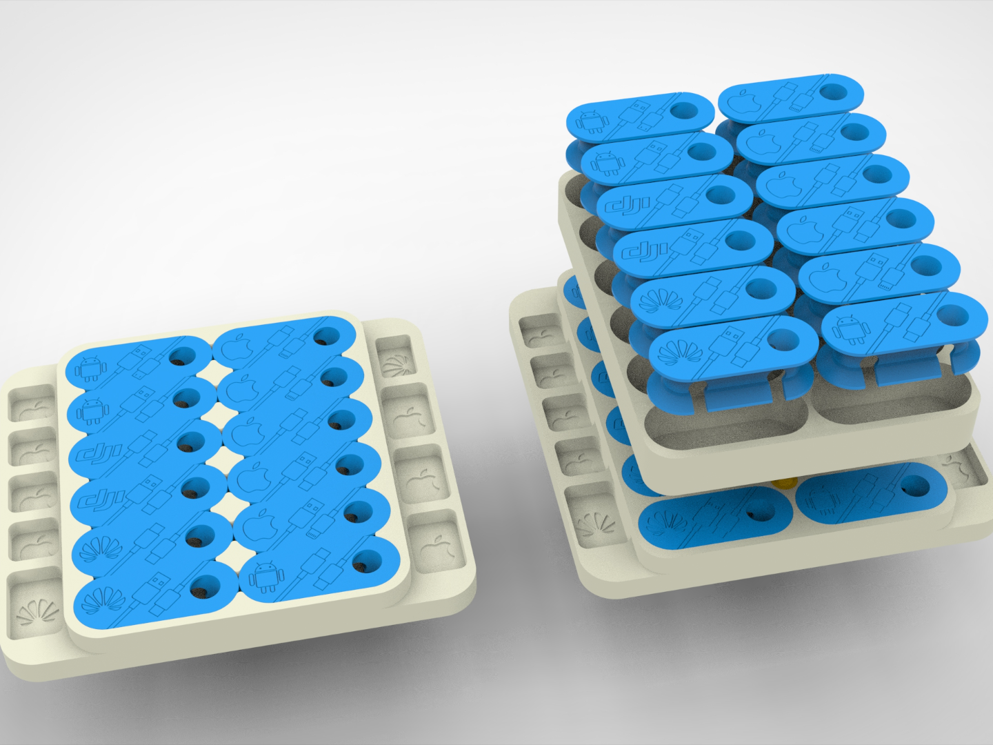 Miniatura 2 do modelo 3D 数据线收纳系统（模块化可堆叠）
