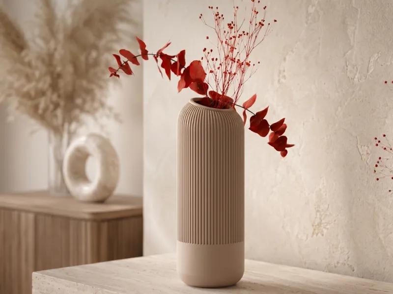 Japandi Ribbed Vase - Modern Home Decor