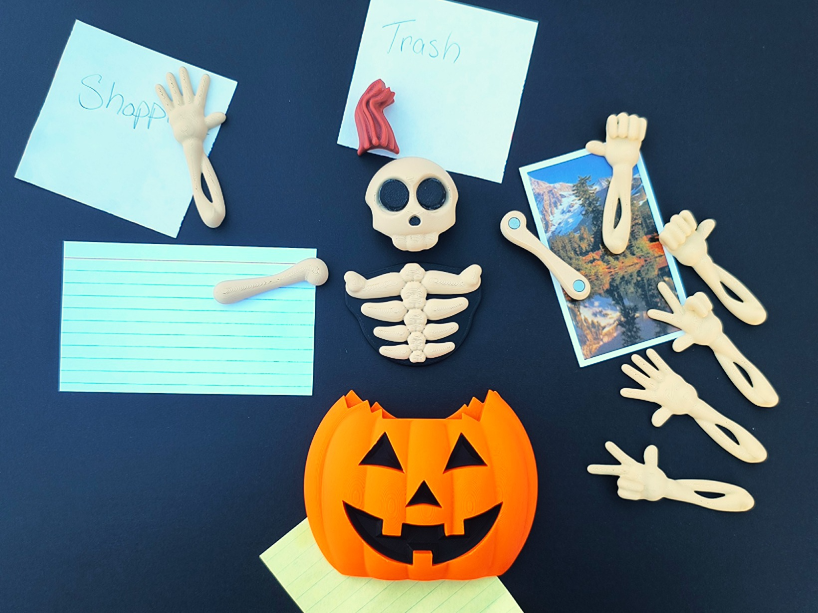Halloween Skeleton & Pumpkin Magnets
