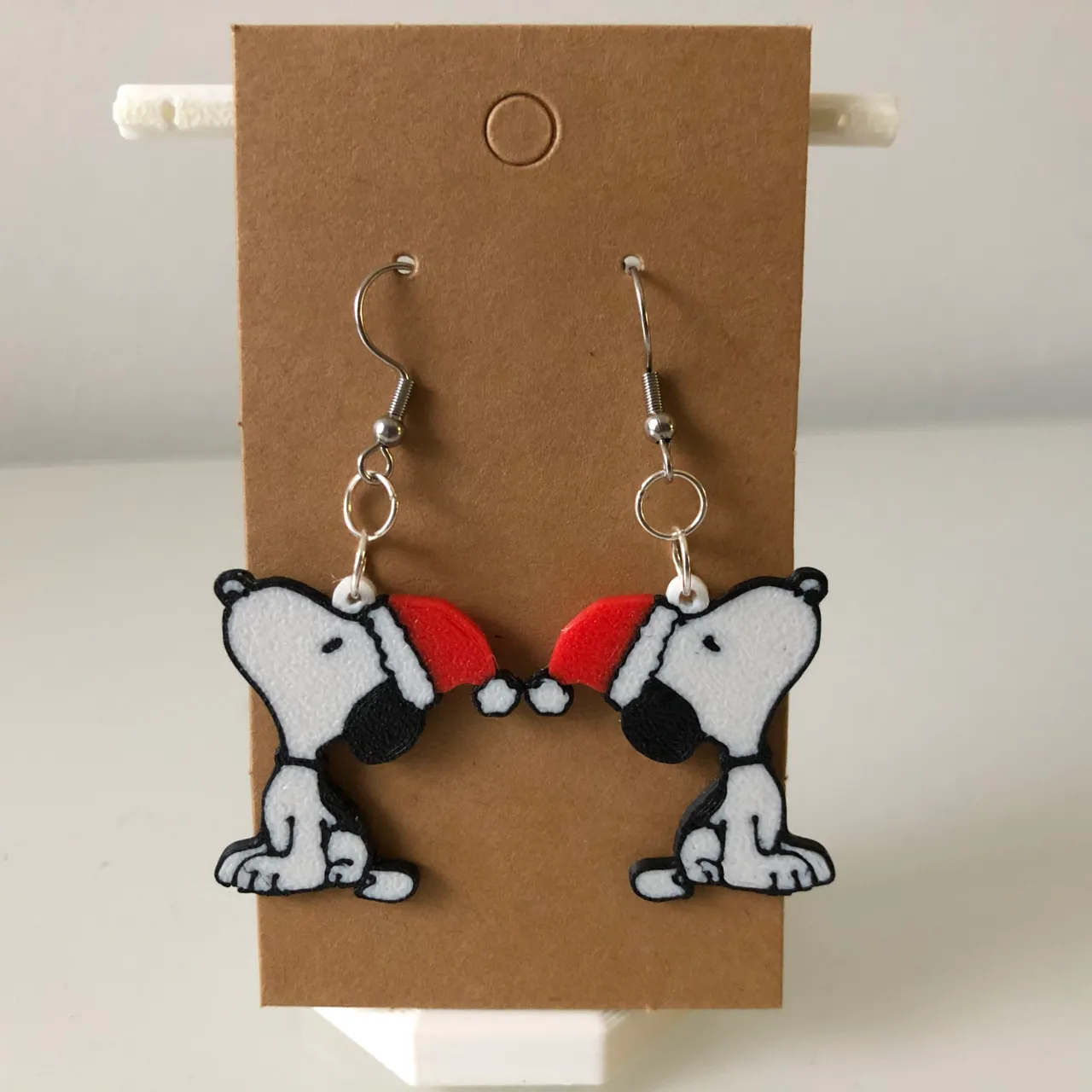 Snoopy Christmas earrings view 2