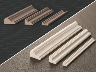 Dollhouse corner plaster decorative molding.