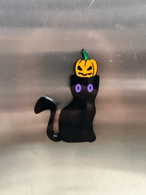 Cat Pumpkin Head with Magnet Back 10x2.6 magnent