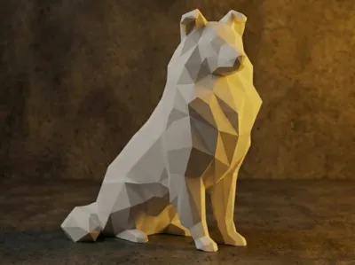 Adorable Shetland dog Low Poly