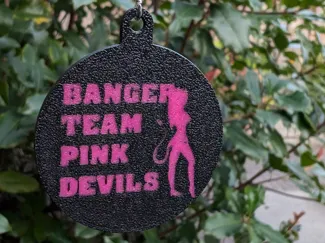 The Pink Devil Banger Racing key chain