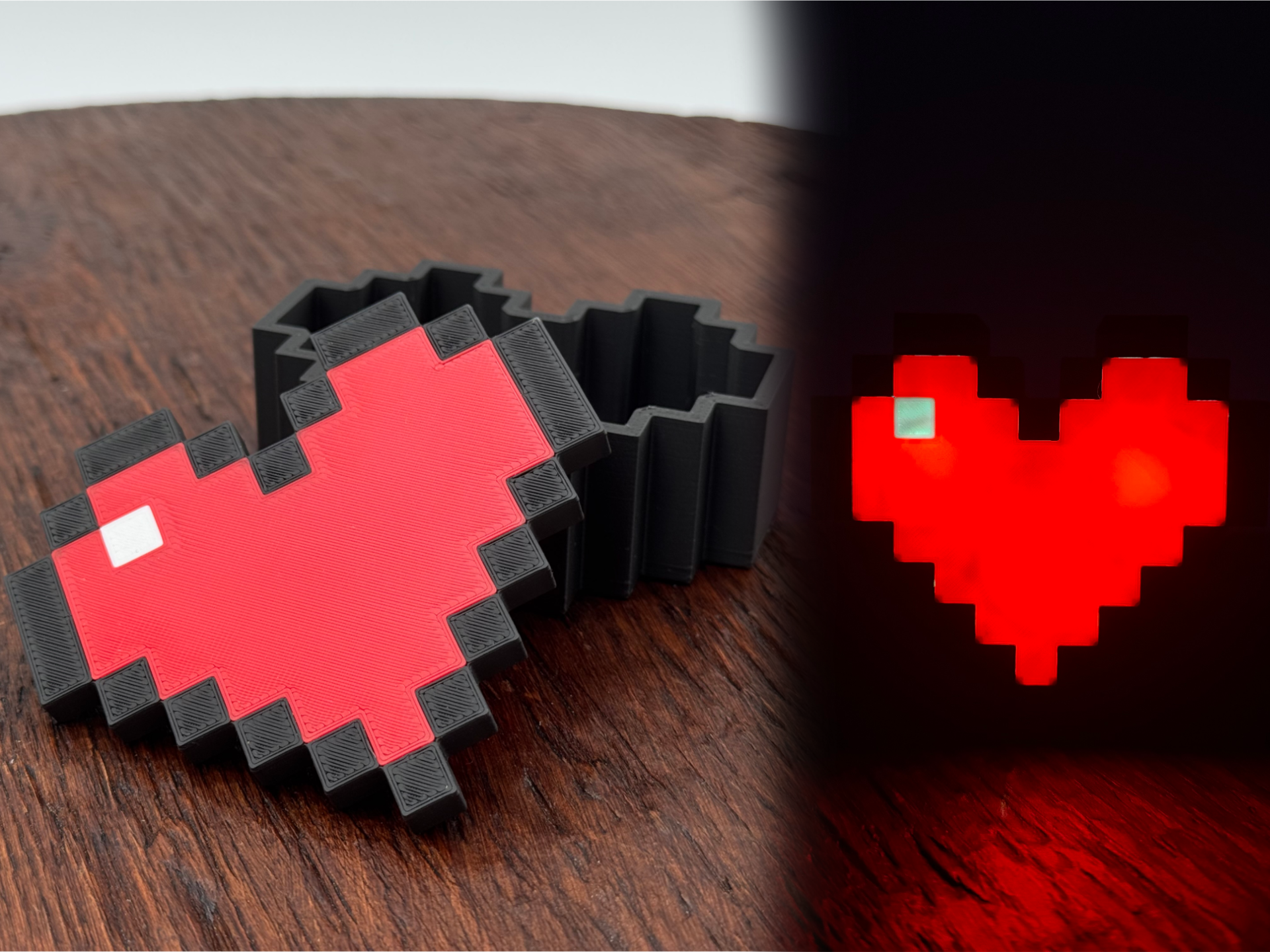 Minecraft Pixel Heart Light Box and Container!