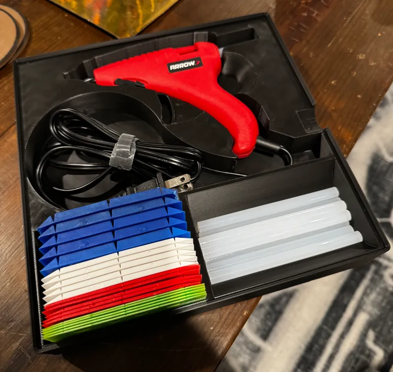 Mini Hot Glue Gun Gridfinity w/ Handi-shim Cutuout