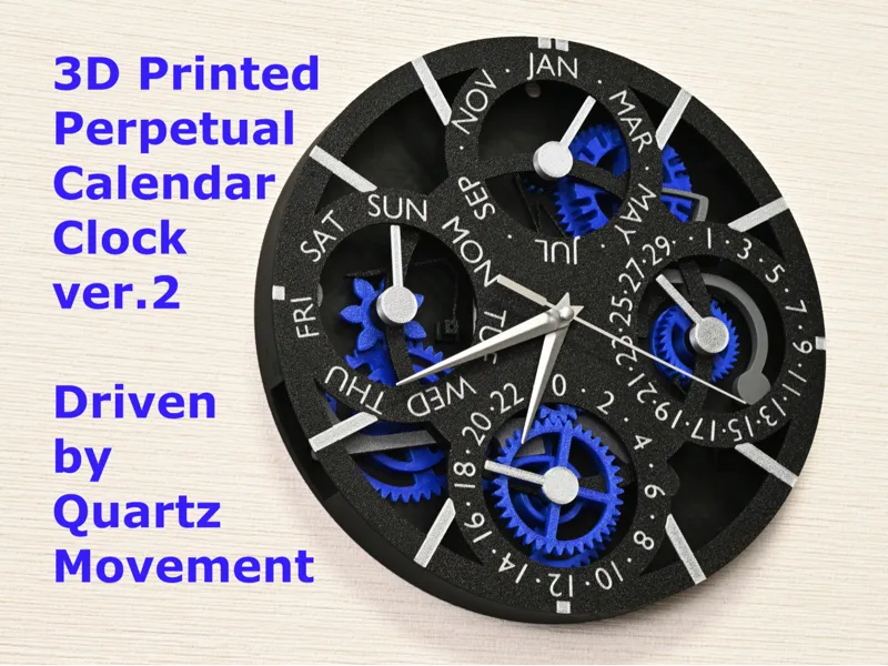 3D Printed Perpetual Calendar Clock Ver. 2