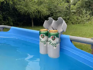 Double Can Holder for Pool with Splash Guards