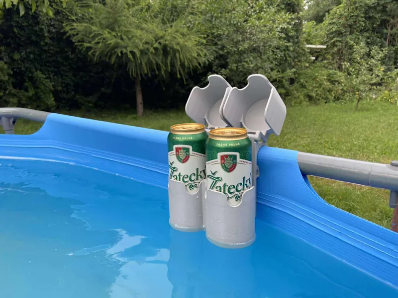 Double Can Holder for Pool with Splash Guards