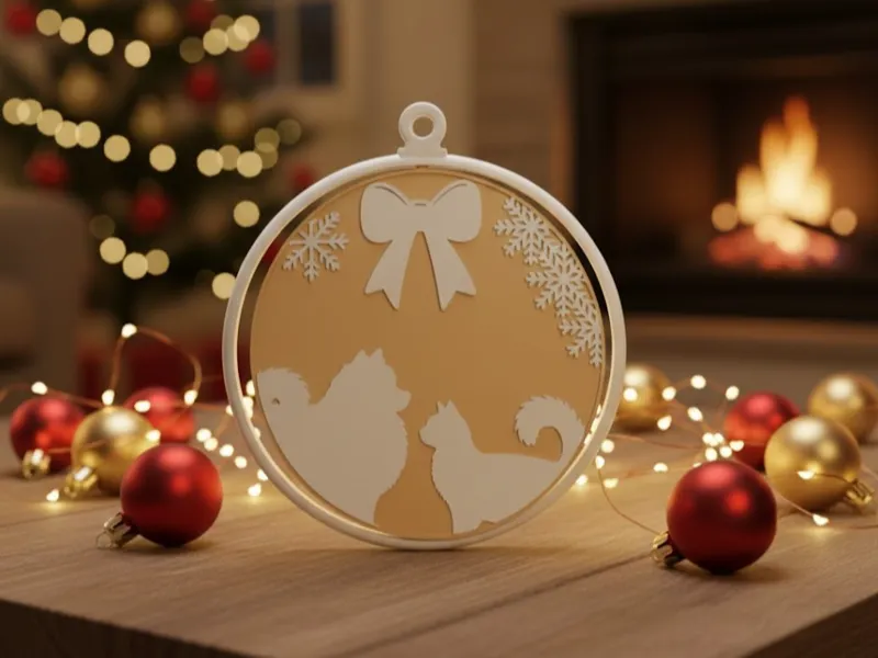 Spinning Christmas Bauble - Dog and Cat