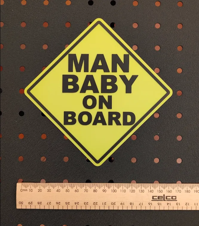 Man Baby - Car Warning Sign - Free 3D Print Model - MakerWorld
