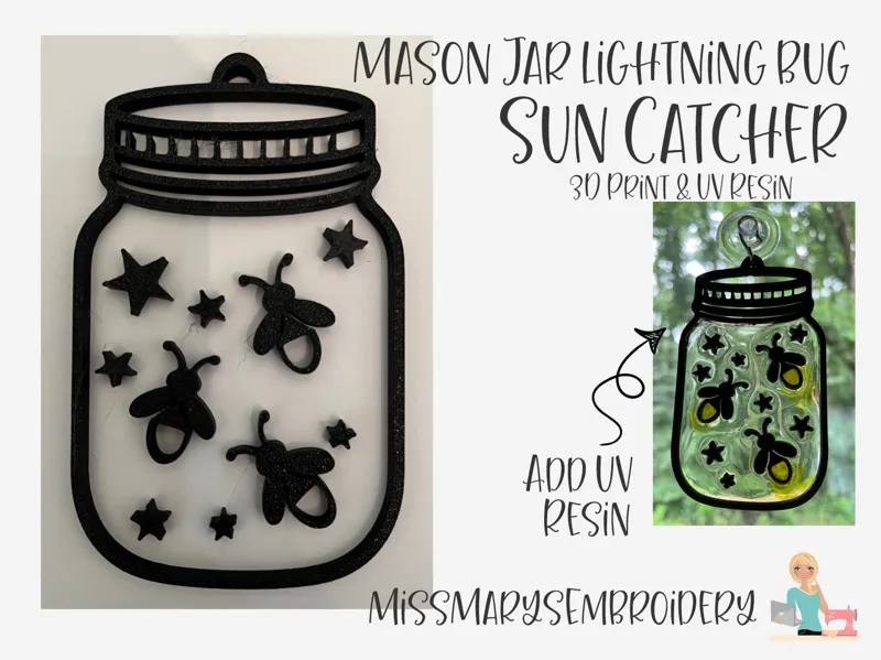 Firefly Mason Jar Suncatcher – UV Resin 3D Print