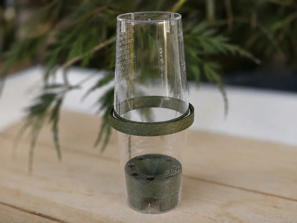 Adaptador: Rhizom-Anzuchtstation – Adapter für 4-cl-Becher. Referencia del modelo original.
