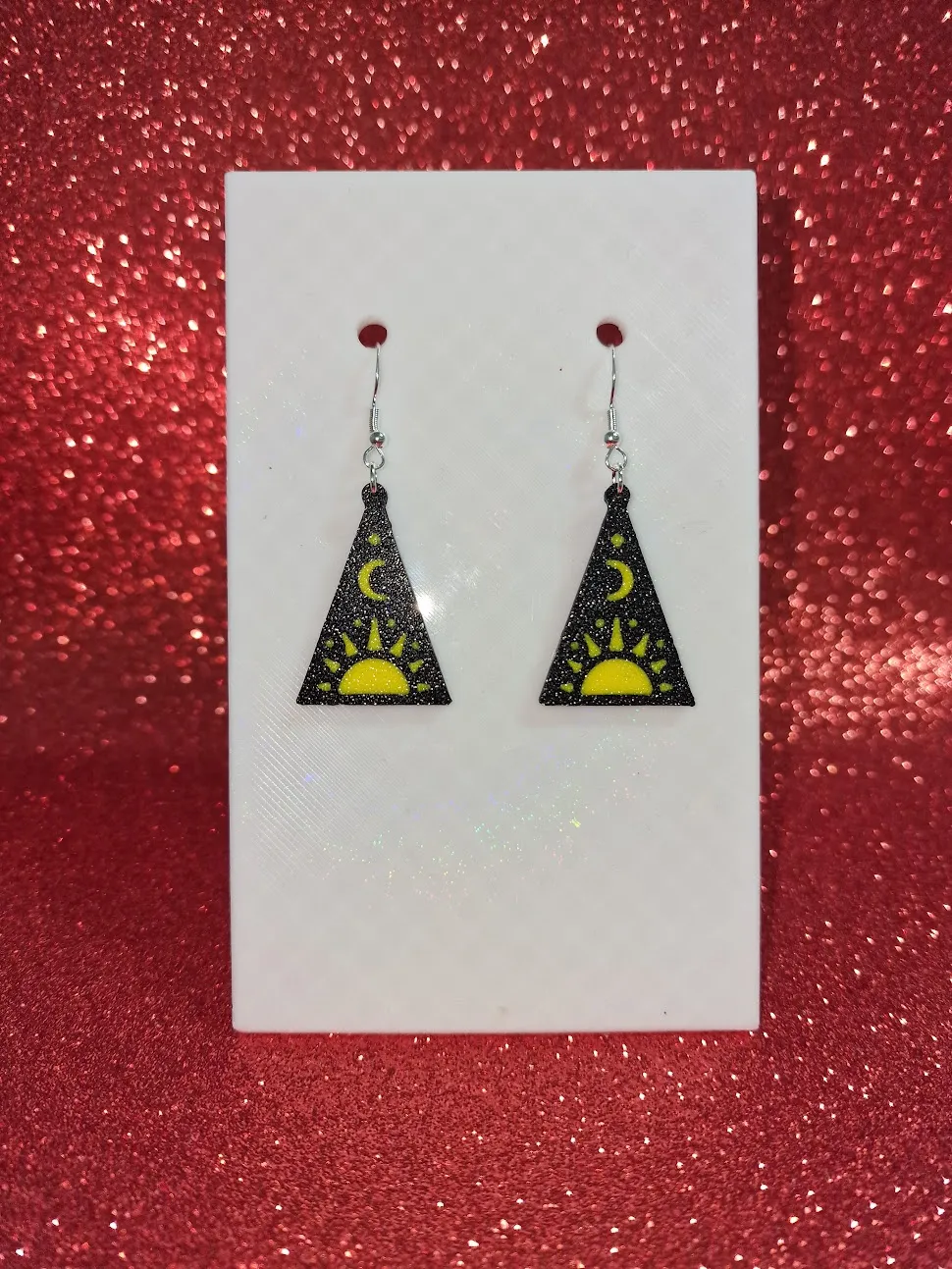 Triangle sky earrings view 2