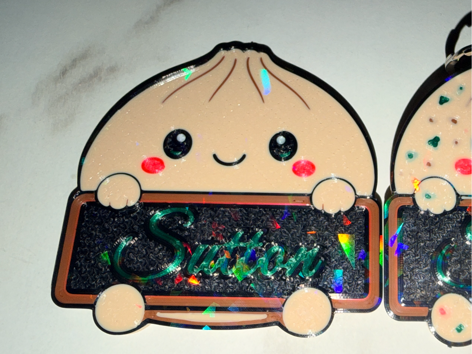 Cute Dumpling keychain customizable name plate