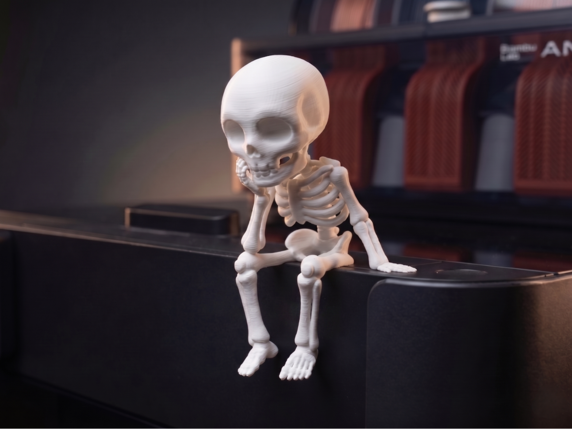 Cute Sitting "Thinker" Skeleton - Desk Pet