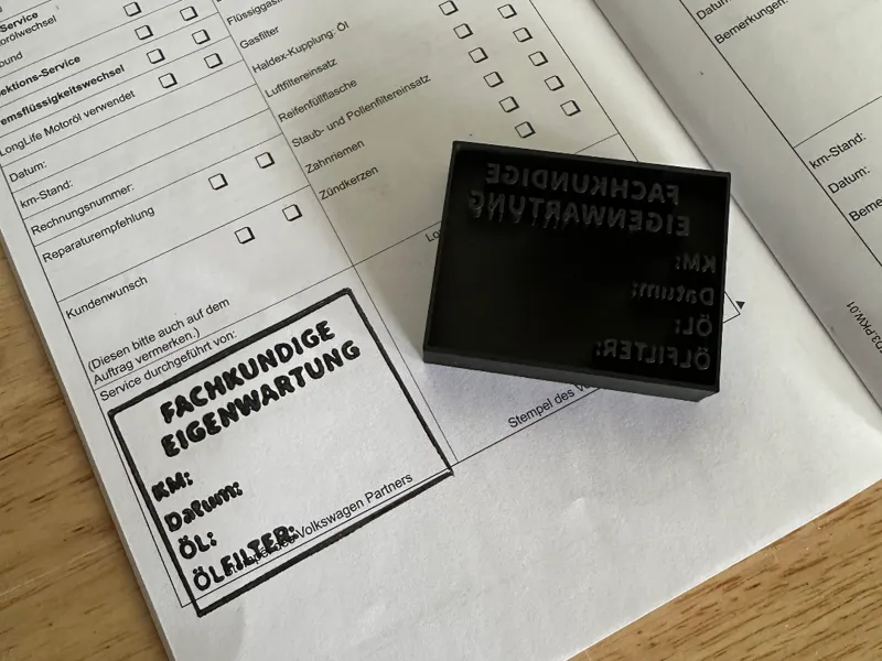 Servicebuch Stempel "Fachkundige Eigenwartung"