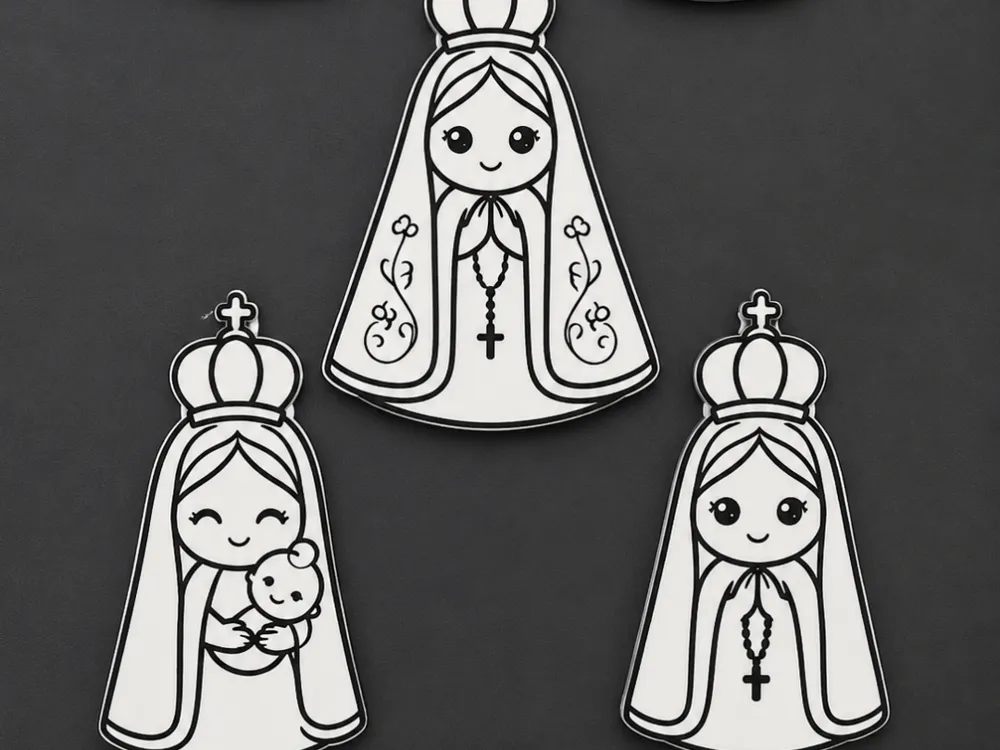 Letrero o emblema decorativo: Nossa Senhora Aparecida – Cute Coloring Paint Kit. Referencia del modelo original.