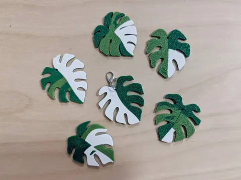Monstera variegata earrings / keychains view 4