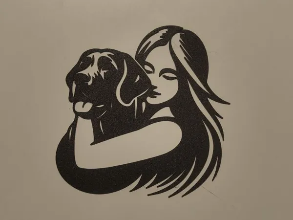 Déco murale femme et chien