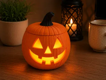 Accesorio de iluminación decorativa: Halloween Pumpkin Candy Bowl with Lid or Lantern — vista de referencia 5