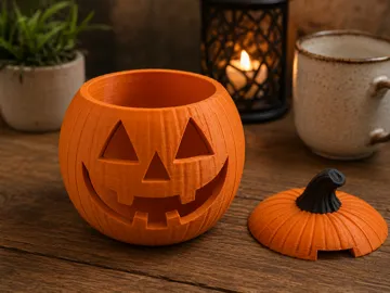 Accesorio de iluminación decorativa: Halloween Pumpkin Candy Bowl with Lid or Lantern — vista de referencia 4