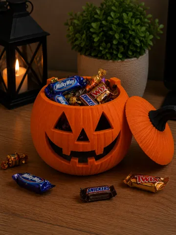 Accesorio de iluminación decorativa: Halloween Pumpkin Candy Bowl with Lid or Lantern — vista de referencia 2