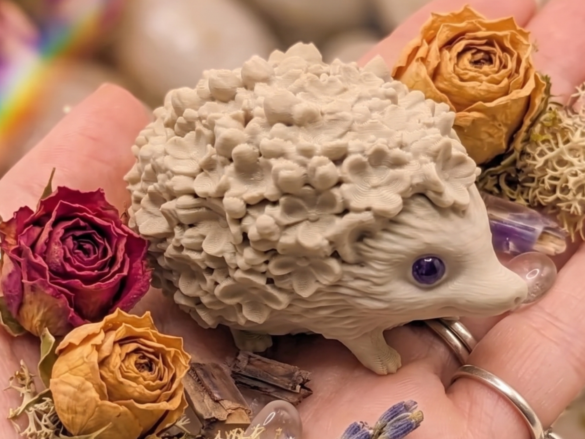 Hedgehog in Bloom Elegant Floral Hedgehog Figurine