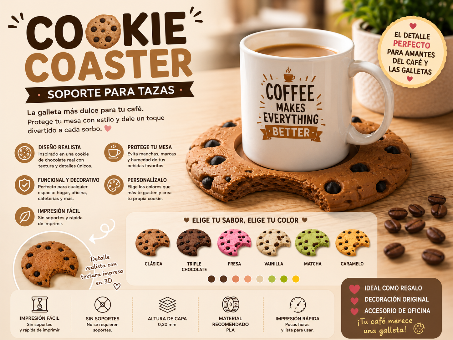 Cookie Coaster – Soporte Taza Galleta Cookie