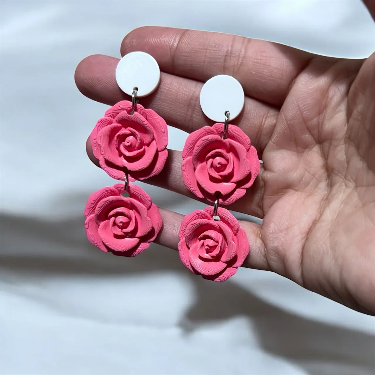 Pendientes largos dos rosas view 2
