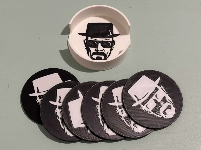 Breaking Bad Coasters + Storage Holder 2-Color AMS