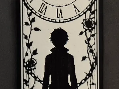 Wonderland Clock Bookmark – Black & White Fantasy
