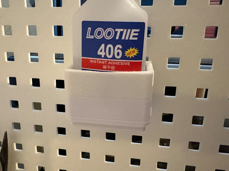 Pegboard holder for Loctite 20mg
