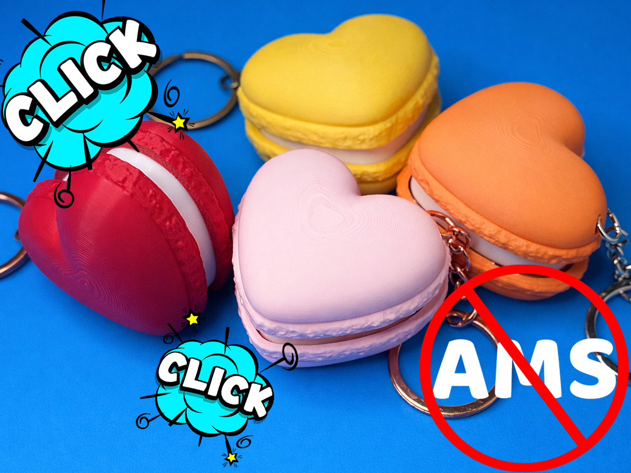 Clicky Heart shape Macaron Keychain
