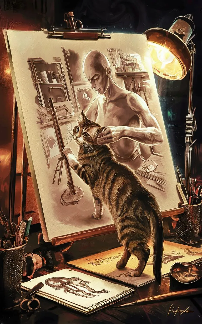 Cat in the painting