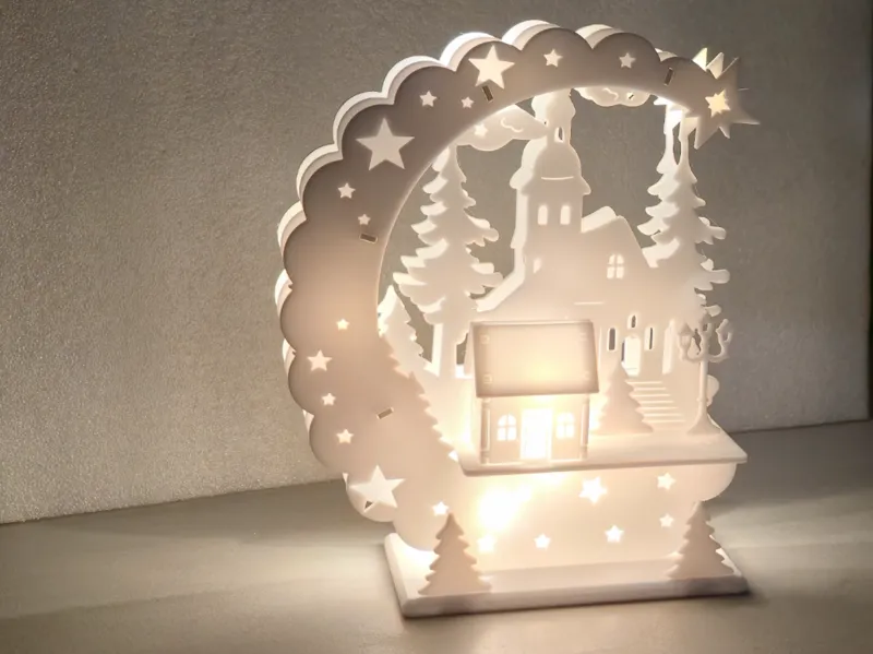 Weihnachtslampe Halbmond im Schwibbogen Design