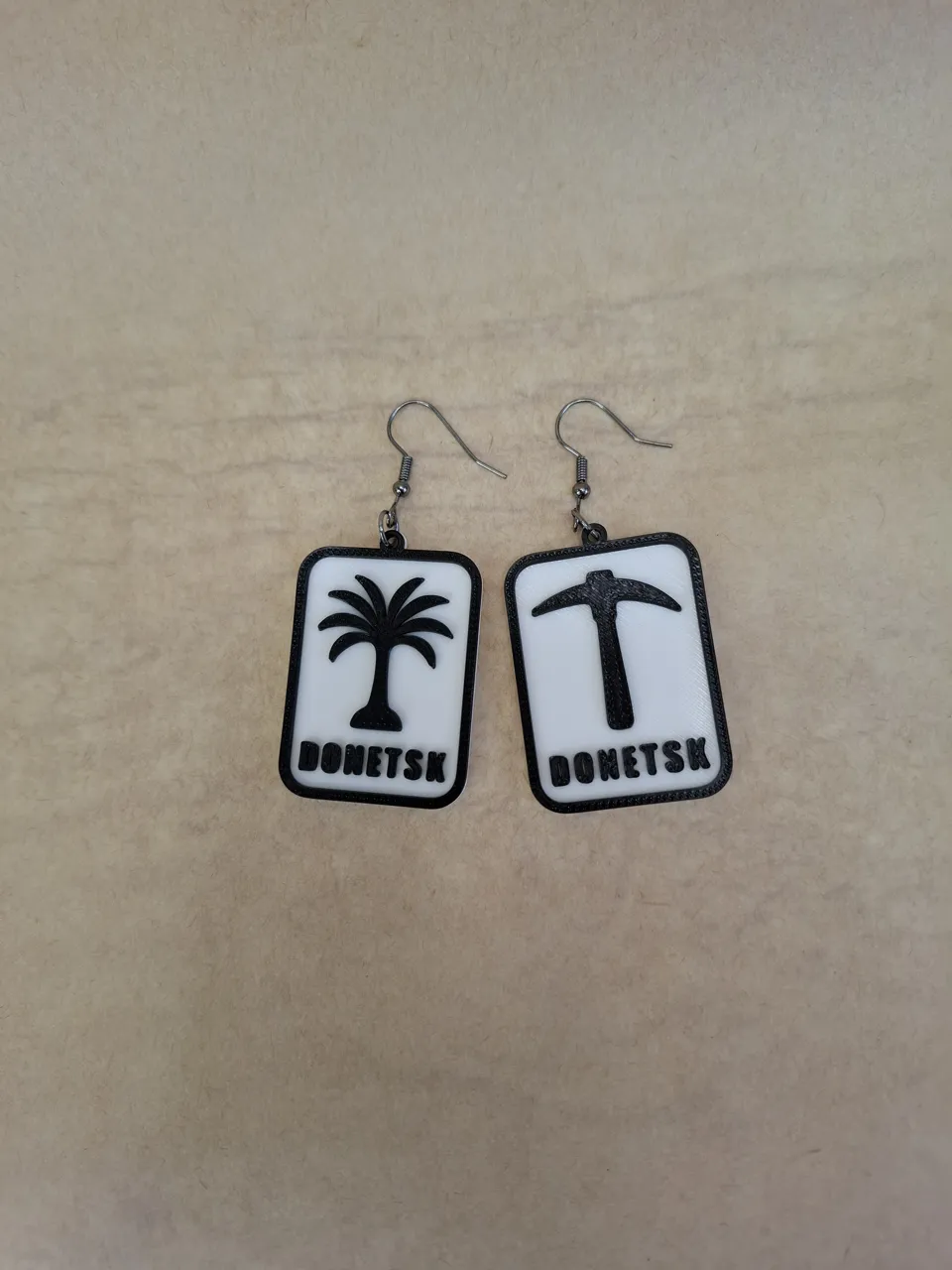 Donetsk Icons Earrings, Coal Pick, Palm Tree view 3