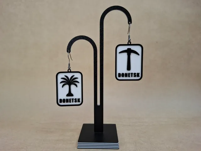 Donetsk Icons Earrings, Coal Pick, Palm Tree
