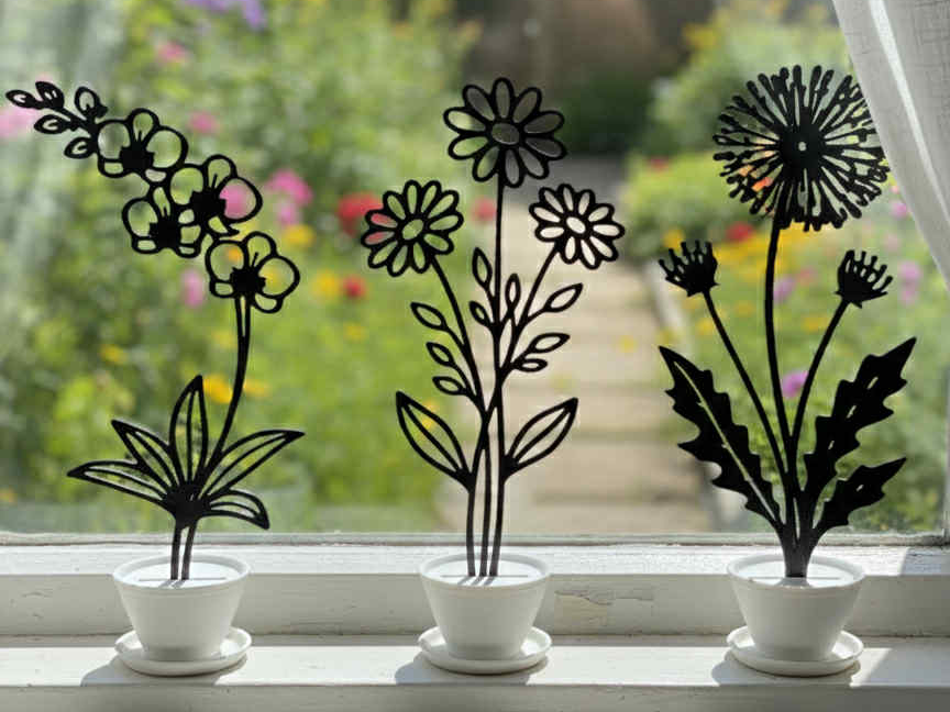 Summer Garden Silhouettes - Minimalist Flower Trio