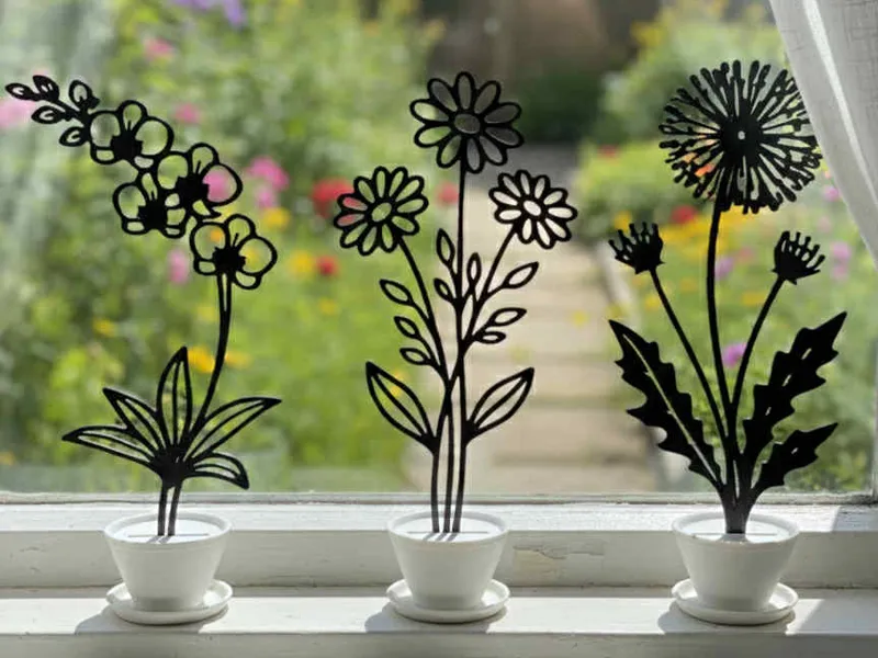 Summer Garden Silhouettes - Minimalist Flower Trio