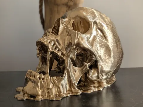 Figura decorativa: Melting Skull Sculpture - Gothic Horror Decor — referencia de MakerWorld