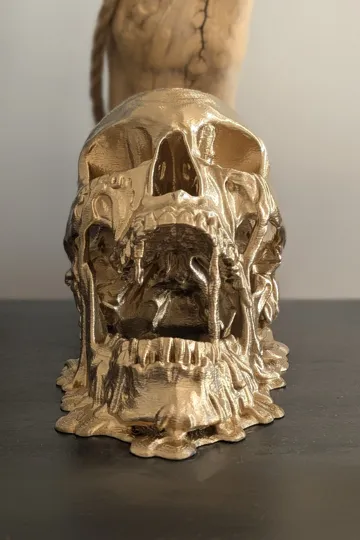 Figura decorativa: Melting Skull Sculpture - Gothic Horror Decor — vista de referencia 3