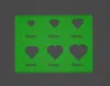 Hearts 1.5mm thick 10-25mm 0.2mm layer, 2 walls, 15% infill