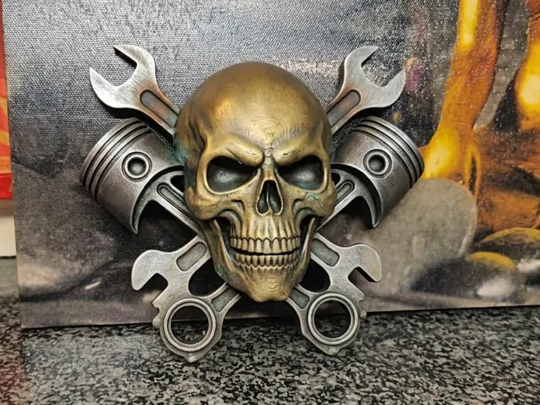 Mechanical Skull Wanddeko / Piston & Wrench Skull - Free 3D Print Model ...