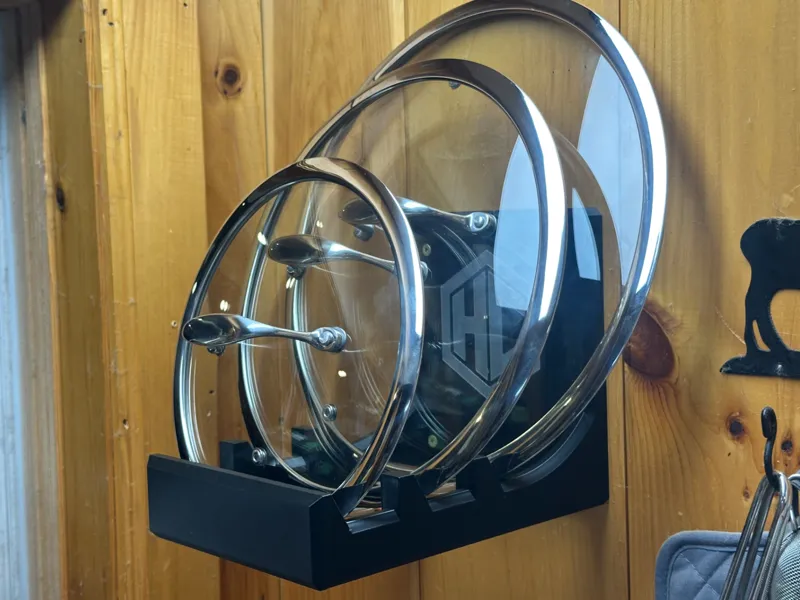 Hexclad wall mount lid holder