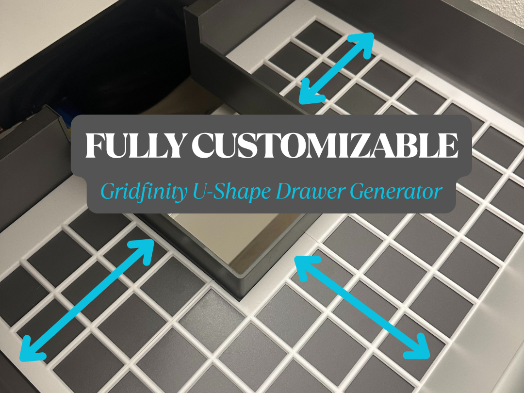 Parametric Gridfinity U-Shape Drawer Baseplate