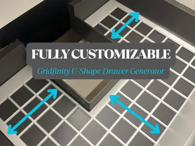 Parametric Gridfinity U-Shape Drawer Baseplate