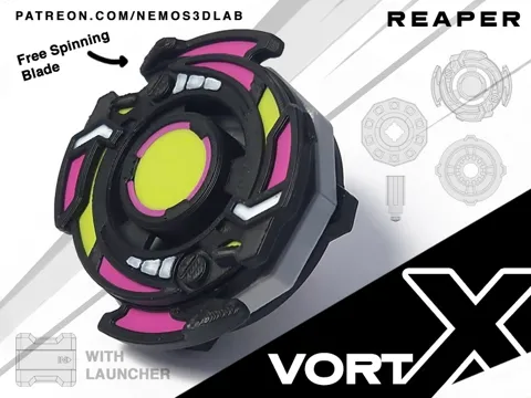 Letrero o emblema decorativo: VortX - Reaper| Beyblade X Launcher Compatible — referencia de MakerWorld