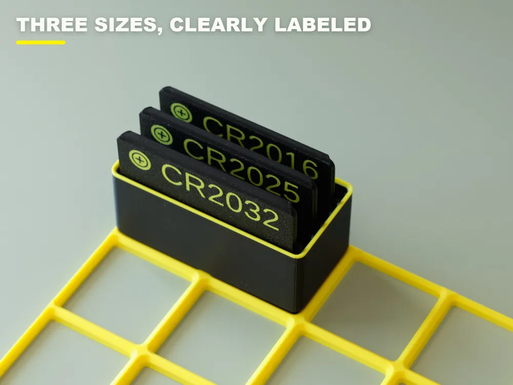 Coin cell battery cards in a Gridfinity box - Free 3D Print Model ...